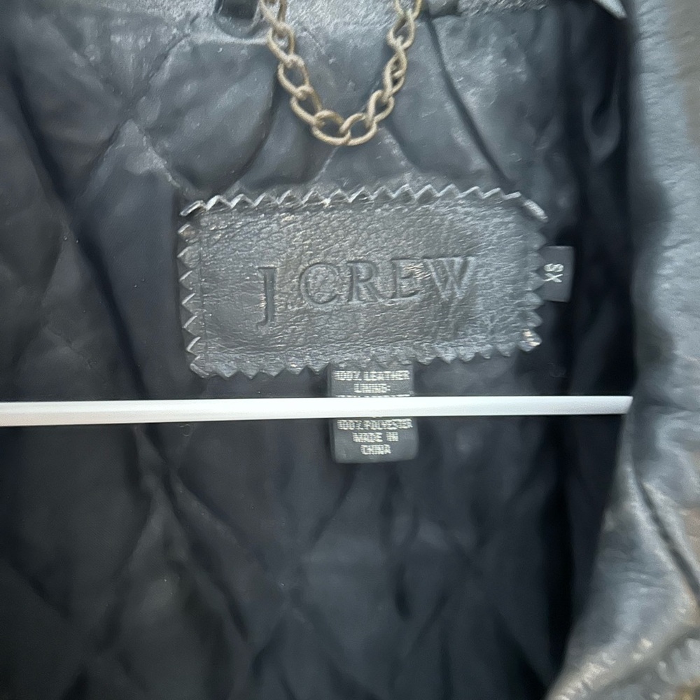 J. Crew Womens Distressed Black Leather Jacket - Picture 2 of 8